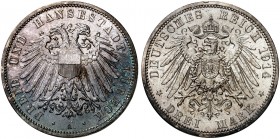 LÜBECK. J. 82, EPA 3/15 
3 Mark 1914. schöne Patina, f. St