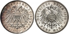 LÜBECK. J. 83, EPA 5/27 
5 Mark 1908. Prachtexemplar ! PP