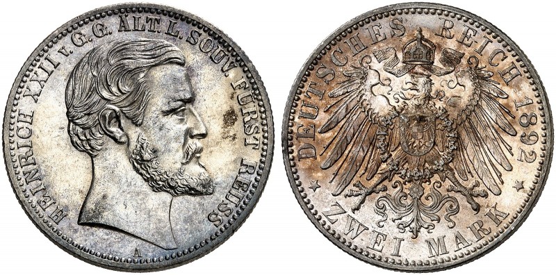 REUSS - Ältere Linie. Heinrich XXII., 1859-1902. J. 117, EPA 2/44 
2 Mark 1892....