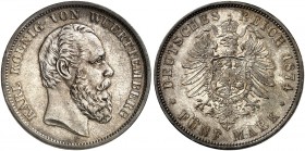 WÜRTTEMBERG. Karl, 1864-1891. J. 173, EPA 5/59 
5 Mark 1874. vz / vz - St