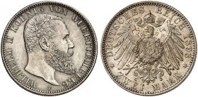 WÜRTTEMBERG. Wilhelm II., 1891-1918. J. 174, EPA 2/74 
2 Mark 1893. vz - St
