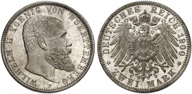 WÜRTTEMBERG. Wilhelm II., 1891-1918. J. 174, EPA 2/74 
2 Mark 1900. winz. Kr., f. St
