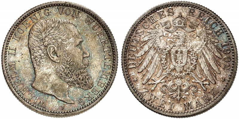 WÜRTTEMBERG. Wilhelm II., 1891-1918. J. 174, EPA 2/74 
2 Mark 1902. schöne Pati...