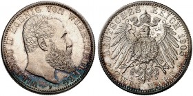 WÜRTTEMBERG. Wilhelm II., 1891-1918. J. 174, EPA 2/74 
2 Mark 1905. vz - St / St