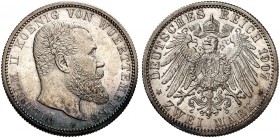 WÜRTTEMBERG. Wilhelm II., 1891-1918. J. 174, EPA 2/74 
2 Mark 1907. schöne Patina, f. St