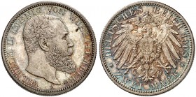 WÜRTTEMBERG. Wilhelm II., 1891-1918. J. 174, EPA 2/74 
2 Mark 1908. schöne Patina, f. St