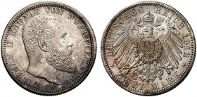 WÜRTTEMBERG. Wilhelm II., 1891-1918. J. 174, EPA 2/74 
2 Mark 1912. schöne Patina, f. St