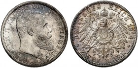 WÜRTTEMBERG. Wilhelm II., 1891-1918. J. 174, EPA 2/74 
2 Mark 1914. vz - St