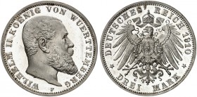 WÜRTTEMBERG. Wilhelm II., 1891-1918. J. 175, EPA 3/35 
3 Mark 1910. kl. Kr., PP