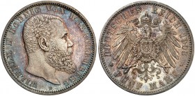 WÜRTTEMBERG. Wilhelm II., 1891-1918. J. 176, EPA 5/60 
5 Mark 1903. Kabinettstück ! schöne Patina, PP