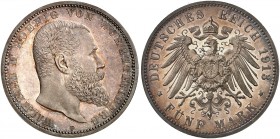 WÜRTTEMBERG. Wilhelm II., 1891-1918. J. 176, EPA 5/60 
5 Mark 1913. Kabinettstück ! schöne Patina, PP