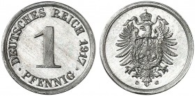 J. 300, EPA 3 
1 Pfennig 1917 G. in dieser Erhaltung sehr selten ! PP