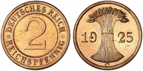 KURS - UND GEDENKMÜNZEN. J. 314, EPA 14 
2 Reichspfennig 1925 G. R ! winz. Kr., PP