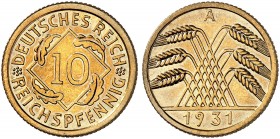 KURS - UND GEDENKMÜNZEN. J. 317, EPA 33 
10 Reichspfennig 1931 A. PP
