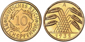 KURS - UND GEDENKMÜNZEN. J. 317, EPA 33 
10 Reichspfennig 1932 A. PP