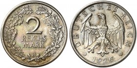 KURS - UND GEDENKMÜNZEN. J. 320, EPA 2/75 
2 RM 1926 J. schöne Patina, f. St