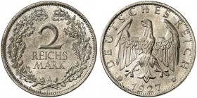 KURS - UND GEDENKMÜNZEN. J. 320, EPA 2/75 
2 RM 1927 A. f. St