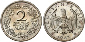 KURS - UND GEDENKMÜNZEN. J. 320, EPA 2/75 
2 RM 1931 D. winz. Kr., f. St