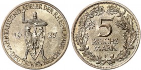 KURS - UND GEDENKMÜNZEN. J. 322, EPA 5/61 
5 RM 1925 F, Rheinlande. winz. Kr., f. St
