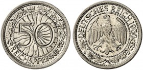 KURS - UND GEDENKMÜNZEN. J. 324, EPA 51 
50 Reichspfennig 1930 E. R ! vz+