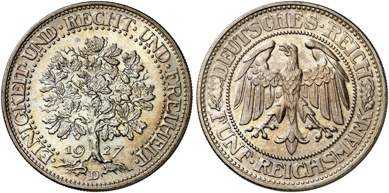 KURS - UND GEDENKMÜNZEN. 5 RM - Kursmünze "Eichbaum". J. 331, EPA 5/64 
5 RM 19...