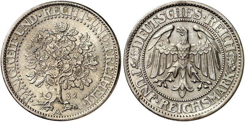 KURS - UND GEDENKMÜNZEN. 5 RM - Kursmünze "Eichbaum". J. 331, EPA 5/64 
5 RM 19...