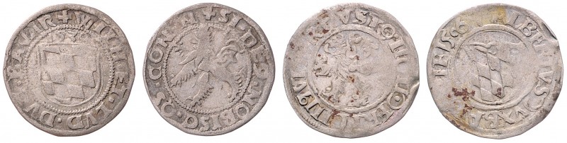 Wilhelm IV. 1516 - 1545
Deutschland, Bayern. Lot. 2 Stück 1/2 Batzen 1500/06 Mün...