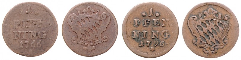 Maximilian III. Joseph 1745 - 1777
Deutschland, Bayern. Lot. 2 Stück Pfennige 17...