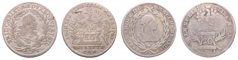 Alexander 1757 - 1791
Deutschland, Brandenburg-Ansbach. Lot. 2 Stück 20 Kreuzer ...