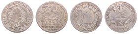 Alexander 1757 - 1791
Deutschland, Brandenburg-Ansbach. Lot. 2 Stück 20 Kreuzer 1761/63
a. ca 6,42g
Schön 87
f.ss