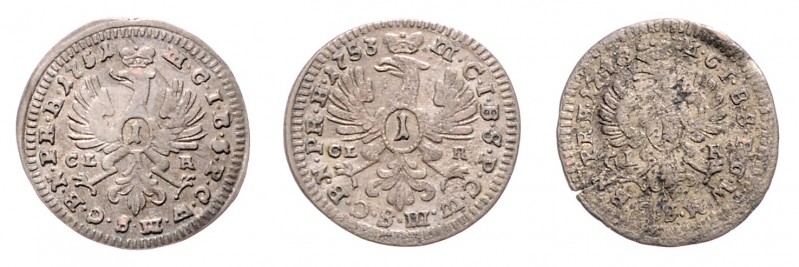 Friedrich II. 1735 - 1763
Deutschland, Brandenburg-Bayreuth. Lot. 3 Stück 1 Kreu...