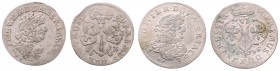 Friedrich Wilhelm 1640 - 1688
Deutschland, Brandenburg-Preußen. Lot. 2 Stück 6 Gröscher 1683/86
ges. 6,38g
Schr. 1845/1806 ff.
ss