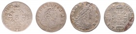 Friedrich I. 1701 - 1713
Deutschland, Brandenburg-Preußen. Lot. 2 Stück 3 Gröscher 1706
a. ca 1,41g
s