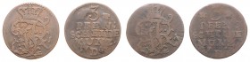 Friedrich II. der Große 1740 - 1786
Deutschland, Brandenburg-Preußen. Lot. 2 Stück 3 Pfennige 1763
a. ca 3,45g
s/s+