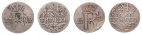 Friedrich II. der Große 1740 - 1786
Deutschland, Brandenburg-Preußen. Lot. 2 Stück 1/24 Taler 1764 A
a. ca 2,00g
Schön 45
ss - ss+