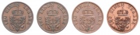 Diverse
Deutschland, Brandenburg-Preußen. Lot. 4 Stück, 3 Pfennige 1968/70/71 C und 1873 A
ss/ss+