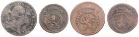 Carl Theodor 1742 - 1799
Deutschland, Pfalz. Lot. 4 Stück, 1/4 u. 1/2 Kreuzer 1773/77/86, 10 Kreuzer 1775
ges. 11,80g
s/ss