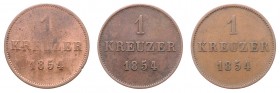 Bernhard II. Erich Freund 1803 - 1866
Deutschland, Sachsen-Meiningen. Lot. 3 Stück Kreuzer 1854
a. ca 5,12g
AKS 206
ss