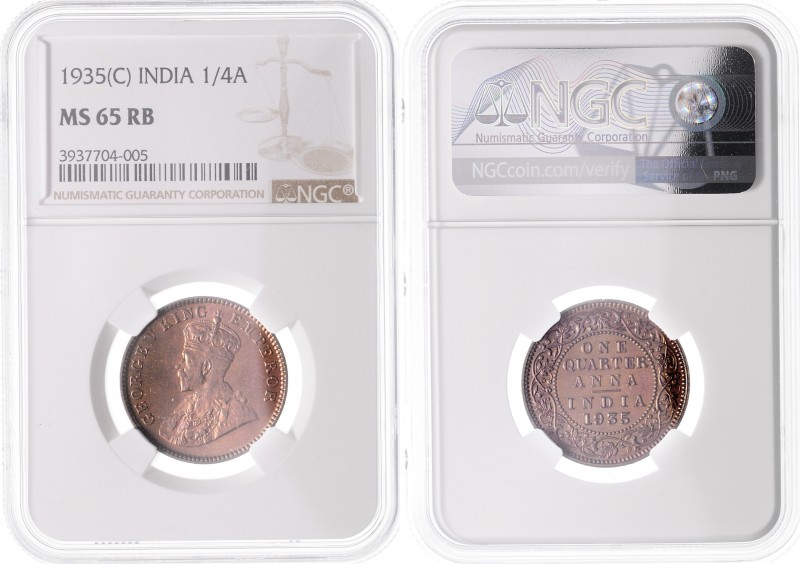 Georg V. 1910 - 1936
British Indien. 1/4 Anna, 1935 C. in NGC Holder.
Kalkutta
K...