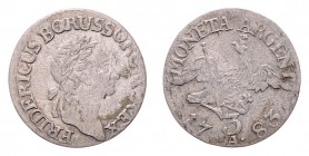 Friedrich II. 1740 - 1786
Deutschland nach Regionen/Städten und Jahreszahlen geordnet, Brandenburg-Preußen. 3 Kreuzer, 1783. A
1,60g
f.ss