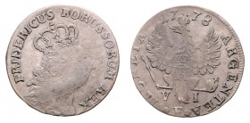 Friedrich II. 1740 - 1786
Deutschland nach Regionen/Städten und Jahreszahlen geordnet, Brandenburg-Preußen. VI Gröscher, 1778. 2,91g
f.ss