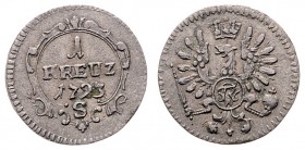 Friedrich Wilhelm II. 1786 - 1797
Deutschland nach Regionen/Städten und Jahreszahlen geordnet, Brandenburg-Preußen. 1 Kreuzer, 1793. S
0,74g
ss/ss+