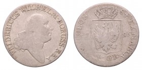 Friedrich Wilhelm II. 1786 - 1797
Deutschland nach Regionen/Städten und Jahreszahlen geordnet, Brandenburg-Preußen. 4 Groschen, 1796. 4,96g
Schön 165
...