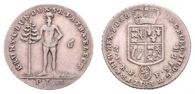 Georg III. 1740 - 1820
Deutschland nach Regionen/Städten und Jahreszahlen geordnet, Braunschweig. 1/6 Taler, 1800. 3,15g
Welter 2844, Knigge 3757.
ss