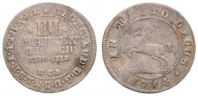 Georg III. 1740 - 1820
Deutschland nach Regionen/Städten und Jahreszahlen geordnet, Braunschweig. IIII Mariengroschen, 1714. 2,13g
Schön 58
Bugwelle.
...