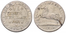 Karl I. 1735 - 1780
Deutschland nach Regionen/Städten und Jahreszahlen geordnet, Braunschweig-Wolfenbüttel. 1/6 Taler, 1767. 5,13g
Welter 2750
ss