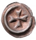 Anonym
Deutschland nach Regionen/Städten und Jahreszahlen geordnet, Deutscher Orden. Hohlpfennig, o. Jahr. kleines Tatzenkreuz
0,20g
Eggert 5c, Waschi...