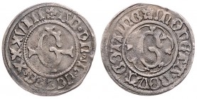 Stadt
Deutschland nach Regionen/Städten und Jahreszahlen geordnet, Göttingen. Körtling, 1538. 1,08g
Schrock 58
ss