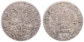 Stadt
Deutschland nach Regionen/Städten und Jahreszahlen geordnet, Hamburg. 4 Schilling, 1728. 2,93g
J. 6, Schön 23
ss