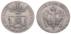Stadt
Deutschland nach Regionen/Städten und Jahreszahlen geordnet, Hamburg. 32 Schilling, 1796. Kopie/Copy/Fälschung.
18,36g
ss